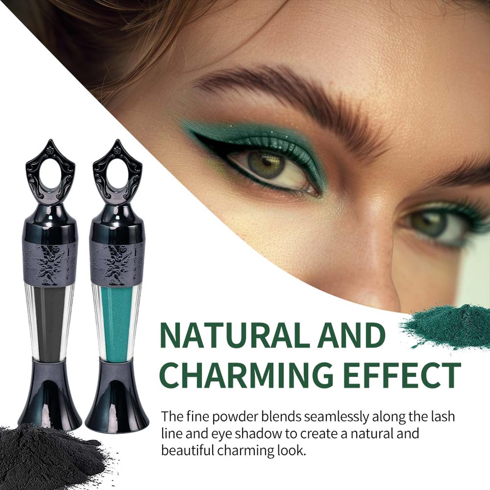 Kohl Kajal Powder Eyeliner, czarny puder eyeliner, wodoodporny eyeliner do powiek Smokey Eyes, wysoko pigmentowany, wodoodporny i odporny na rozmazywanie, czarny puder do oczu na imprezę (1