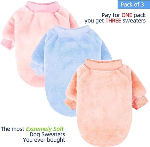 Miniatura 27 de FabriCastle Suéter para perro, paquete de 3 prendas para perros y gatos, chaquetas ultrasuaves y cálidas para mascotas XXS XS para perros pequeños