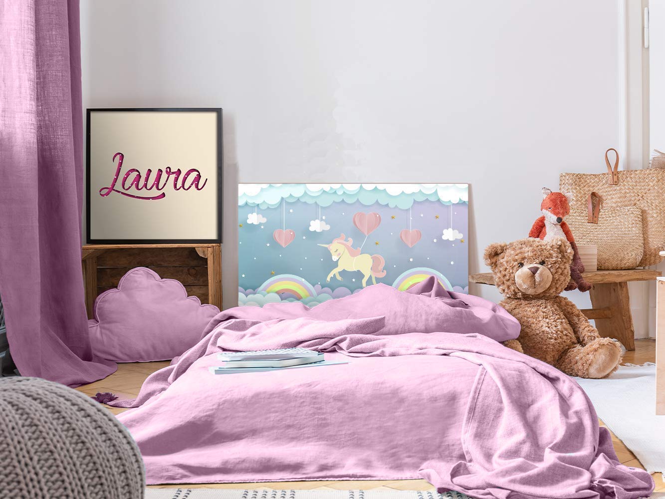 Oedim - Cabecero Cama PVC Infantil Unicornio 100x60cm | Disponible en Varias Medidas | Cabecero Ligero, Elegante, Resistente y Económico