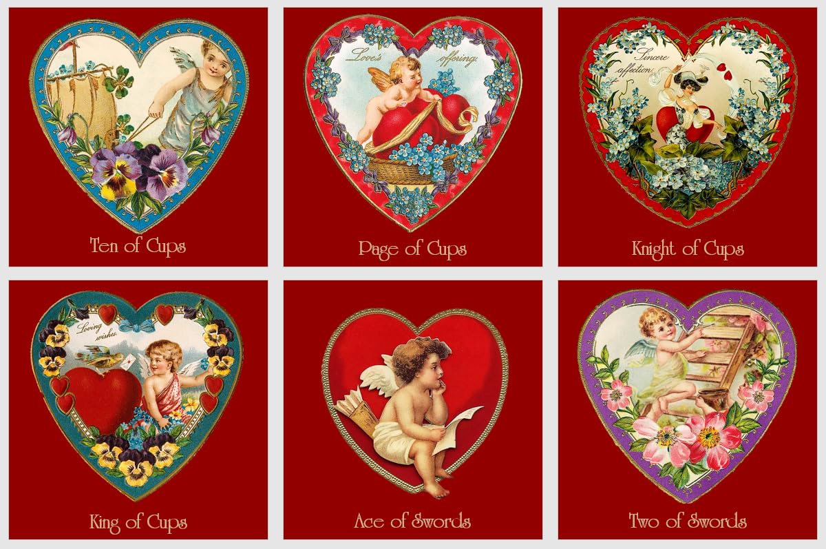 Cartes de tarot en forme de cœur Vintage Saint-Valentin et amour tarot cartes