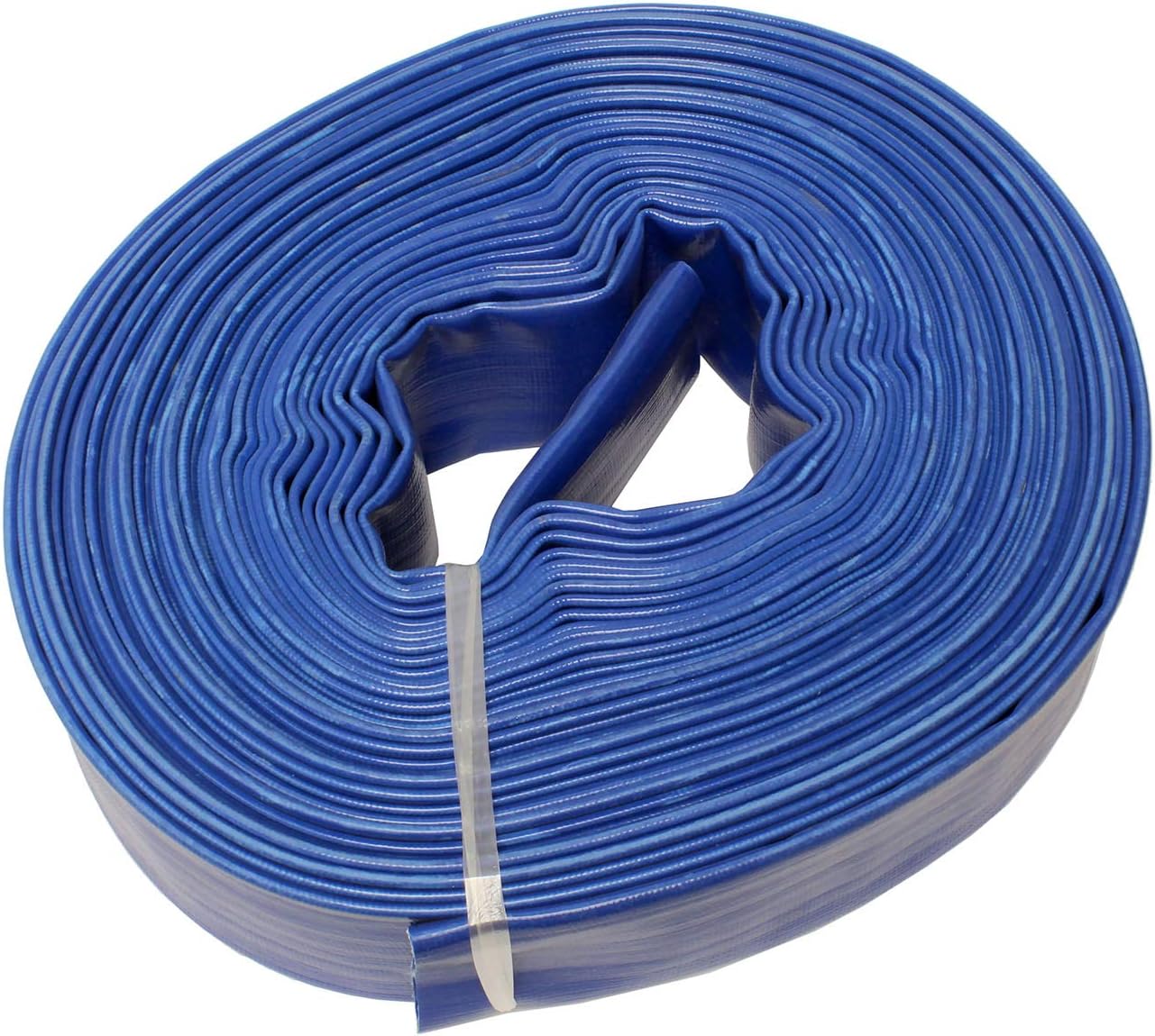 BISupply Lay Flat Hose 2in x 100ft Flat Discharge Hose – Reinforced PVC Pool Hose Heavy Duty Backwash Hose