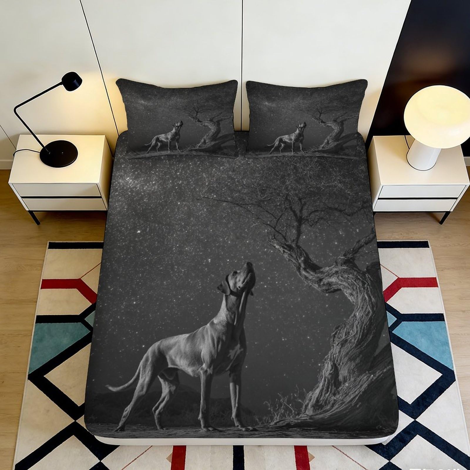 3D Printed Starry Sky Fitted Sheet Microfiber Soft Breathable Cosmic Nebula Mattress Cover for Bedroom Dormitory Guest Room Mattress Protection Decor 140x200x25cm