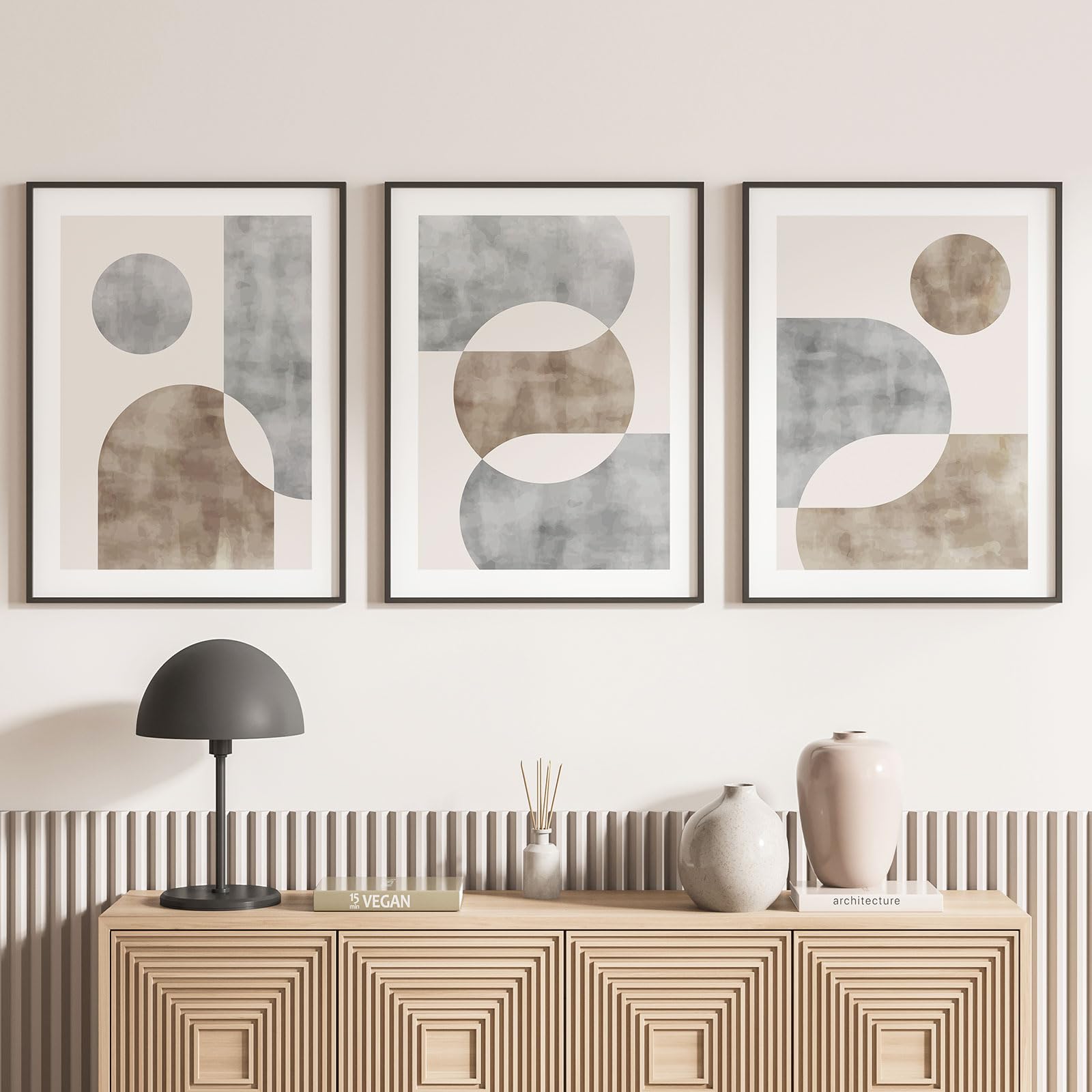 Lumalea - Zestaw 3 plakatów, tryptyk z geometrycznymi kształtami, obraz na całej stronie, 3 plakaty, 70 x 100 cm