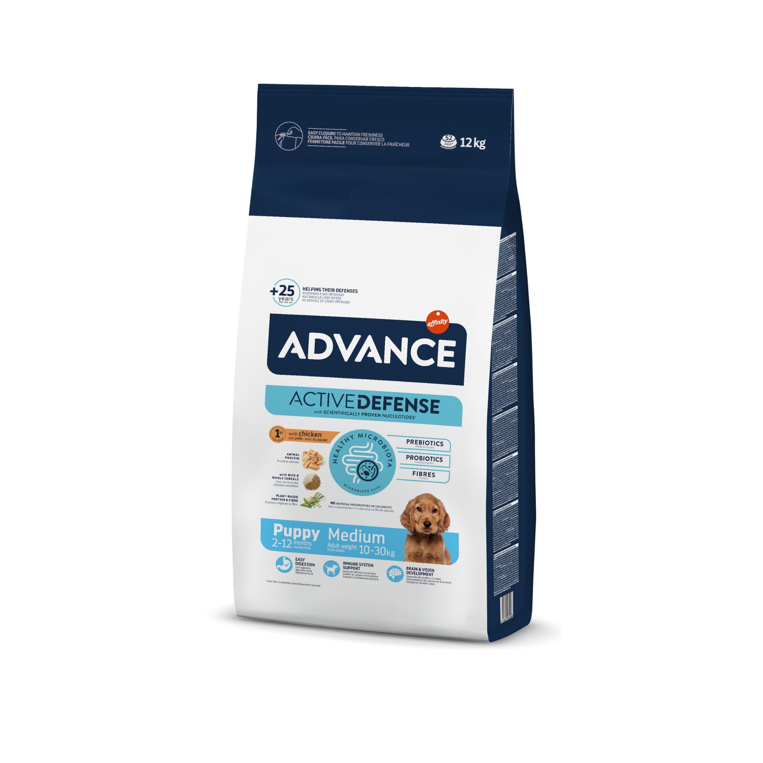 Advance Medium Puppy - Croquettes pour Chiens Puppy (2 à 15 mois) de Race Moyenne avec du Poulet - 12kg