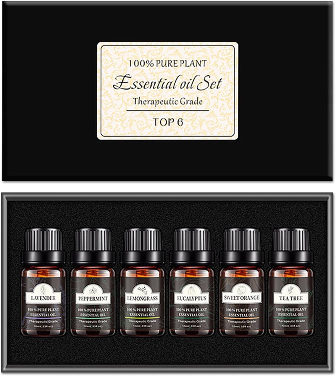 Water Air Purifiers for Home (Purple) and Essential Oils Set (Lavender, Rose, Lemon, Orange), 20ml Each