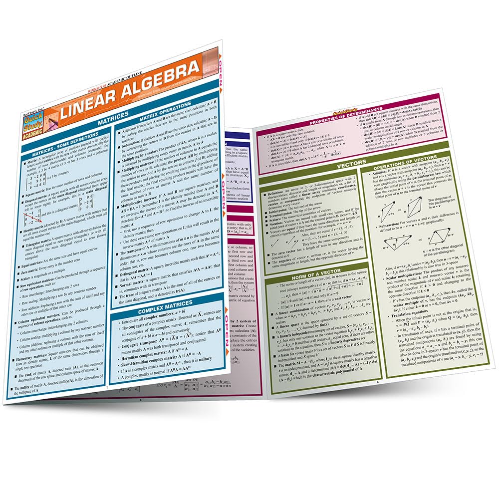 Snapklik.com : Linear Algebra: A QuickStudy Laminated Reference Guide