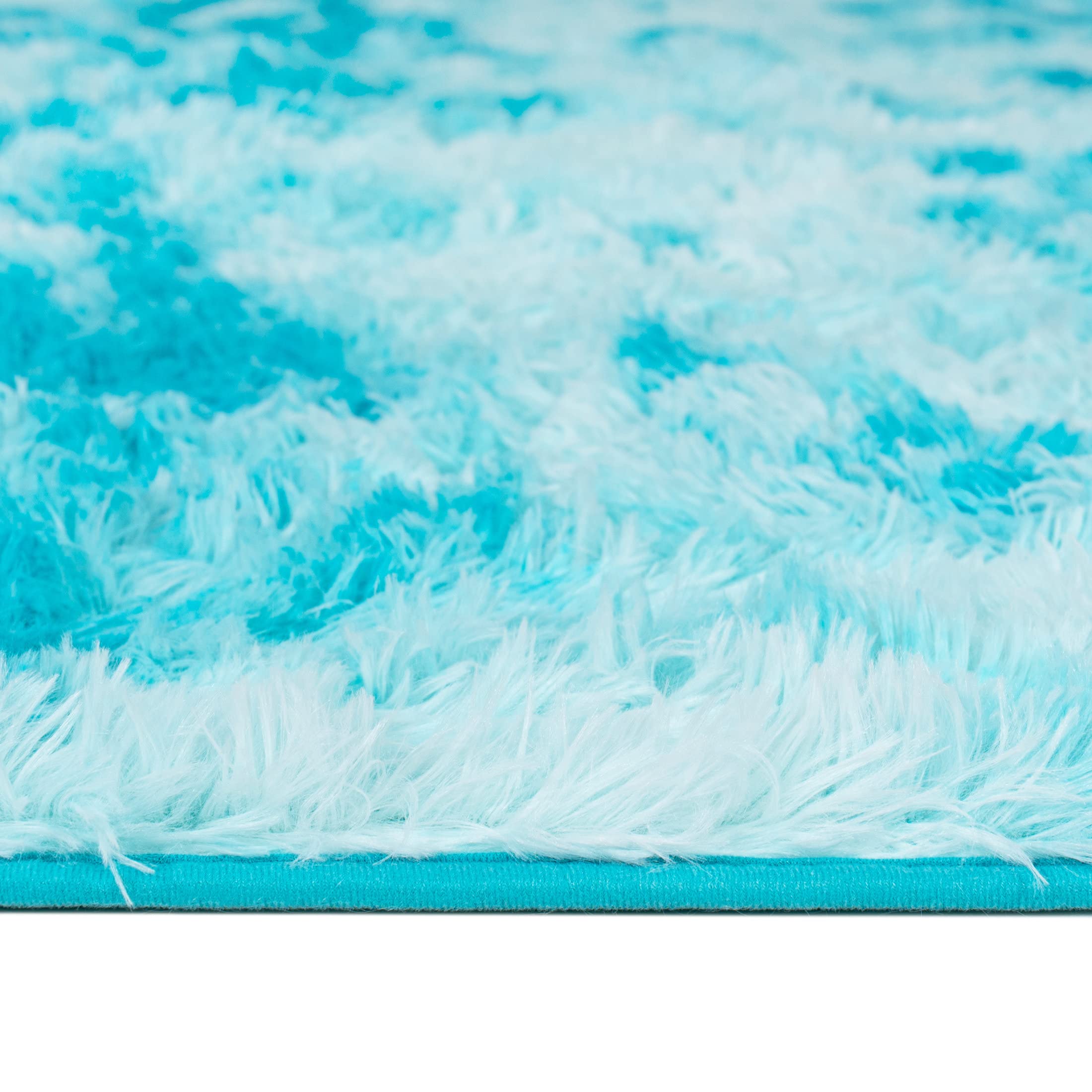 Carpeto Grand Shaggy Tapis Salon 160x230cm Bleu Uni Doux Chauffage au Sol