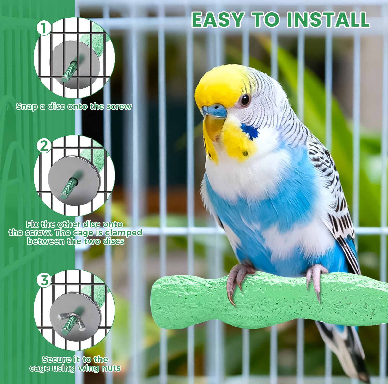 2pcs Bird Beak Grinding Stone, Anti-Slip Parakeet Nail Trimming Stick Resin, Bird Parrot Cage Perch Stand Platform Foot, Claws Trimmer Chewing Toys for Budgies, Parakeets, Cockatiels, Conures - image 4