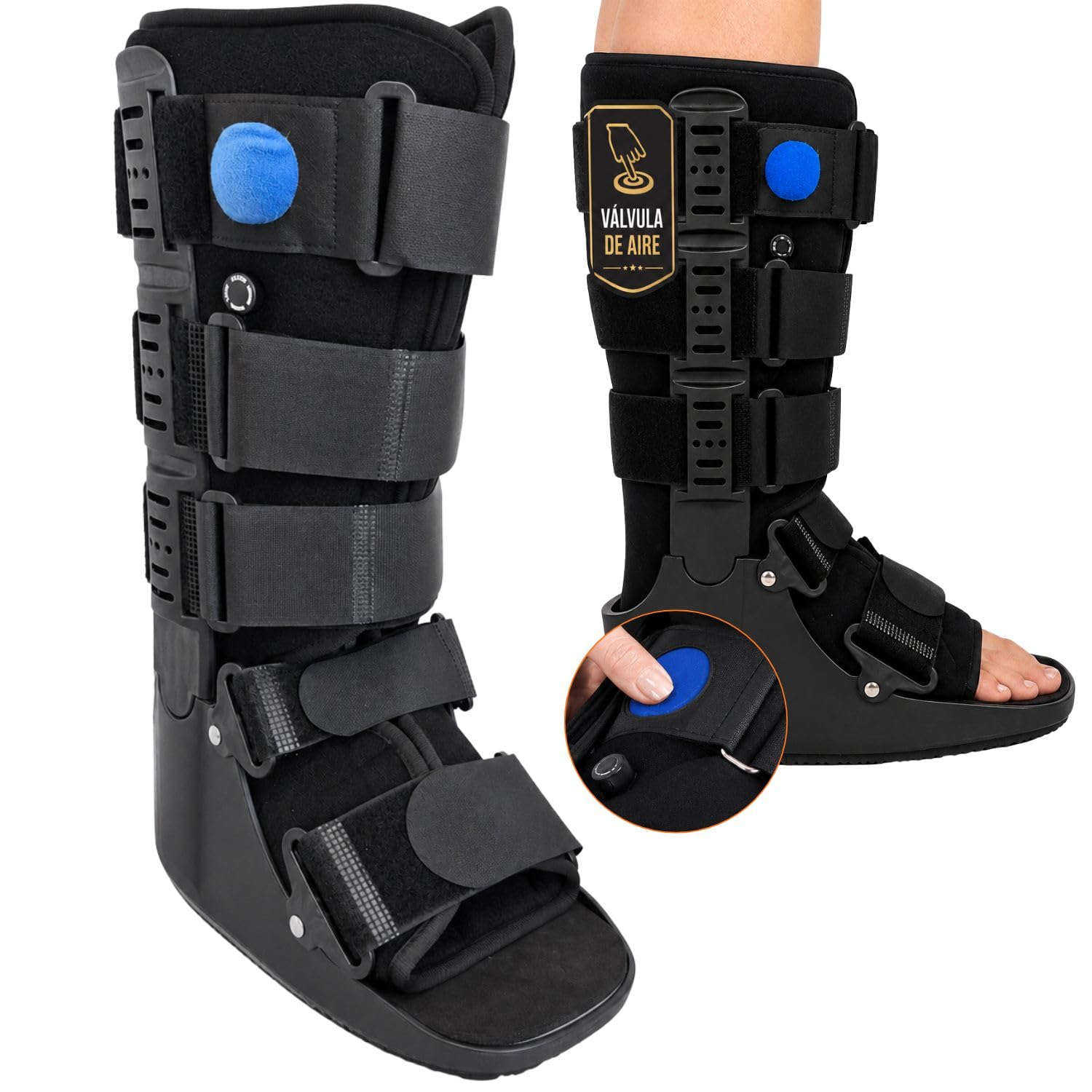 OrtoPrime Bota Walker Larga Fija BILATERAL con CÁMARA DE AIRE bota Ortopédica walker Larga para FRACTURAS Botas Walker Alta Ajuste Neumático con Válvula - Bota Inmovilizadora de Tobillo (M 40-44)