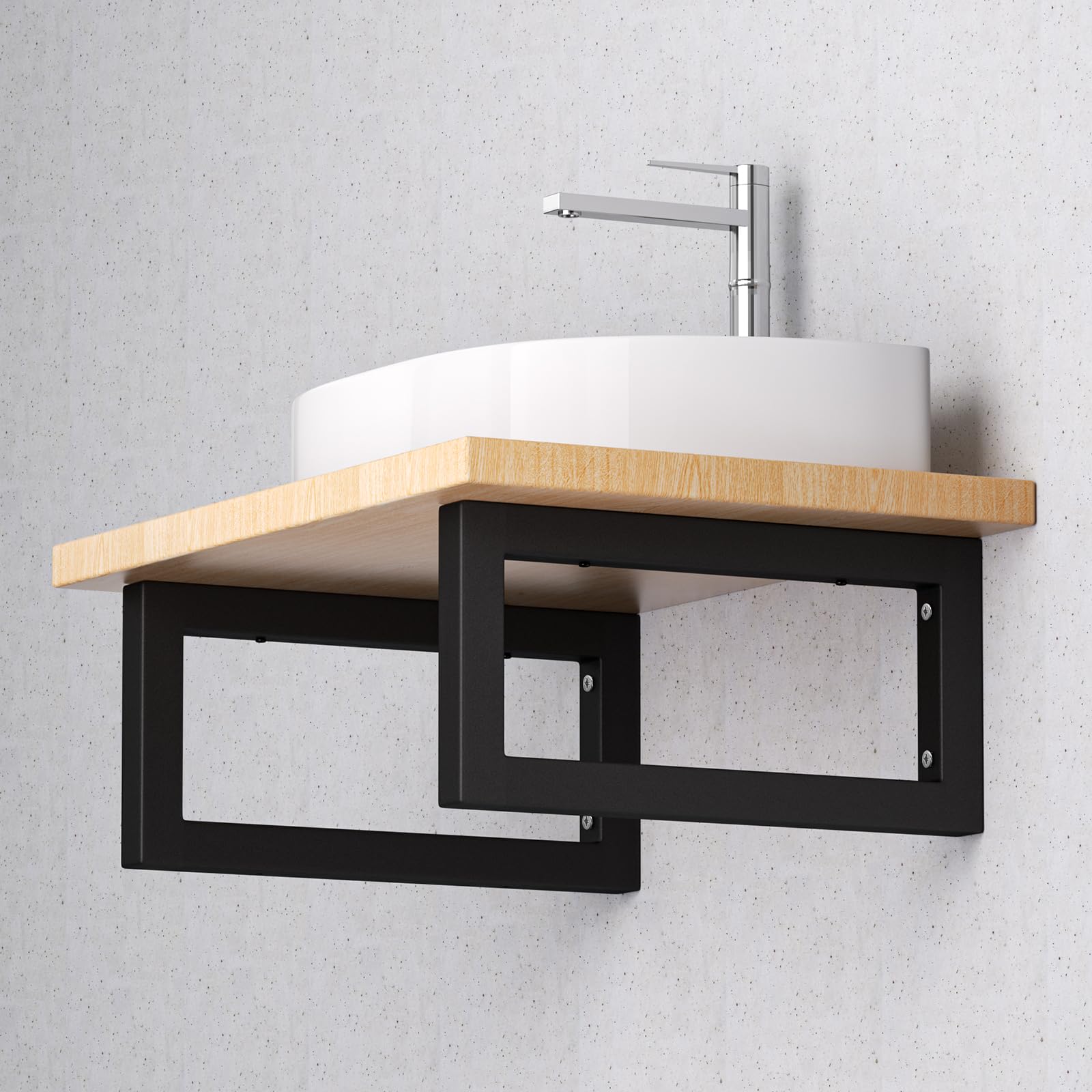 4 Soportes de Pared para Lavabo, Soporte para Estanterías, Soporte para Lavabo Toallero Portaestantes, Negro, 30 cm