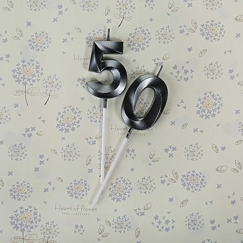 Miniatura 3 de Bailym Velas negras de 50 cumpleaños, decoración de pastel número 50 para hombres, decoración de fiesta de cumpleaños