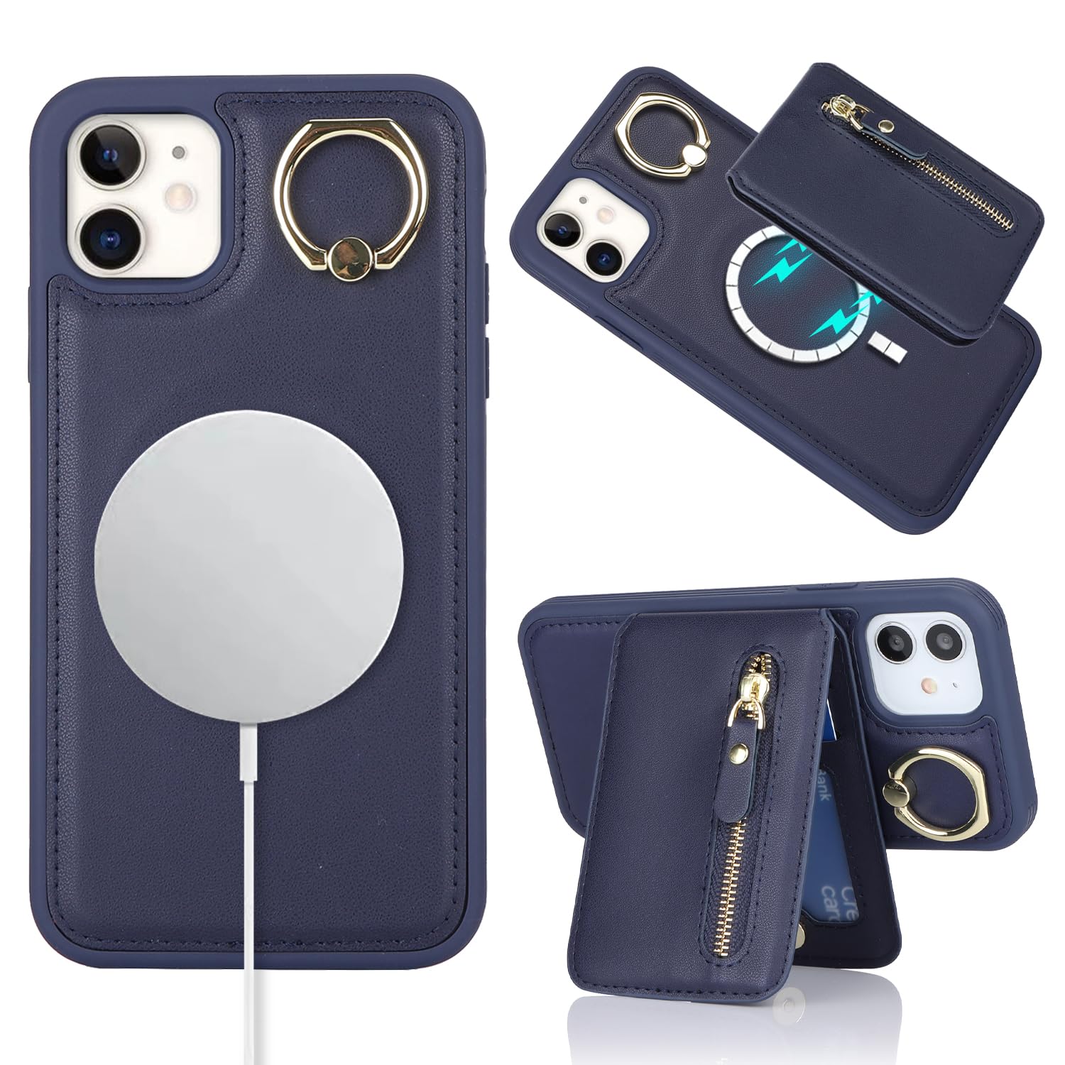 SailorTech iPhone 12/12 Pro Phone Leather Case with Credit Card Holder Magsafe - Image 3