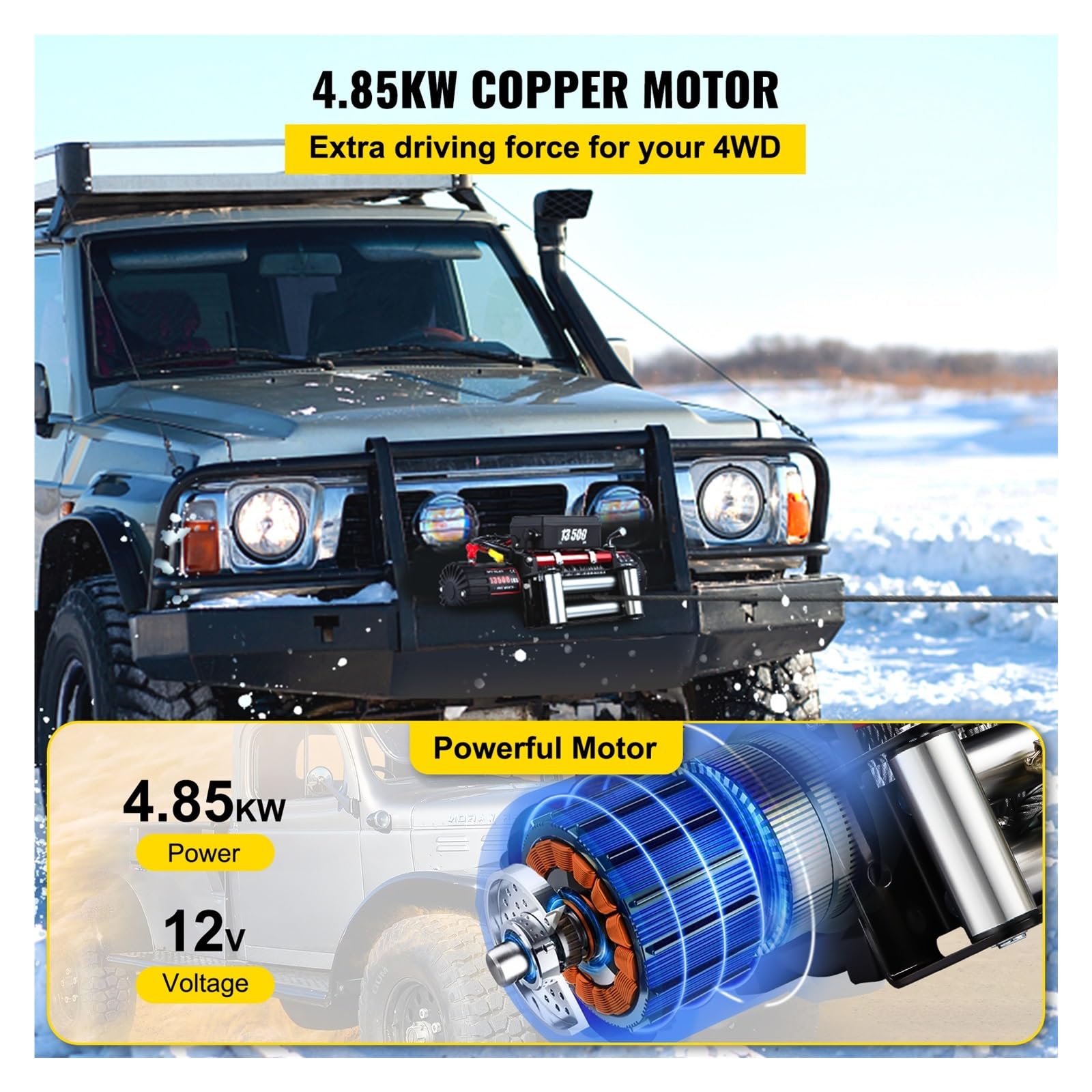 13500LBS 12V Verricello Elettrico For Funi In Acciaio 4X4 92FT Corde For Rimorchio For Auto Cinghia Di Traino Con Controllo Wireless ATV Camion Fuoristrada