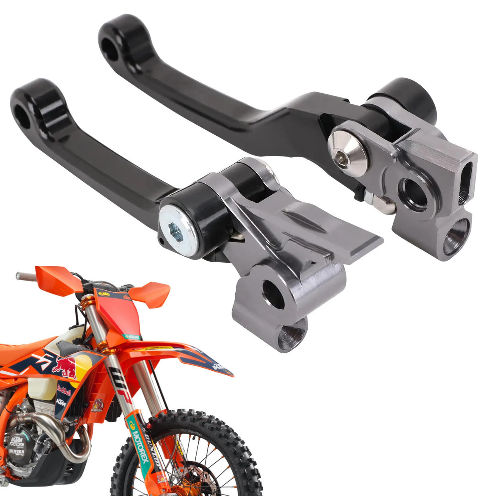 Juego de palancas de embrague y freno delantero plegable compatible con KTM Husqvarna 350 450 SX SXR SXF XCF XCFW XCW EXC 125 150 200 250 300 350 500 SX XC EXC XCW SXF XCF EXC (seis días)