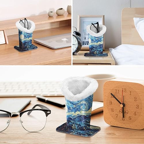 Miniatura 115 de Fintie Soporte para anteojos forrado de felpa con base magnética, estuche de cuero vegano prémium para lentes
