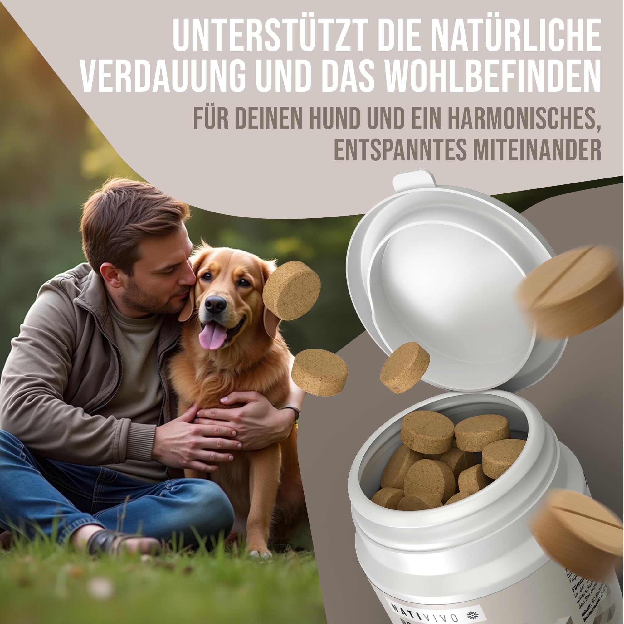 Probiotikum Komplex - Probiotika Darmkur Dia Tabs unterstützend bei Sodbrennen & Durchfall. Unterstützt das Immunsystem, die Verdauung, Darmflora & Darmsanierung bei Hunden. Made in Germany