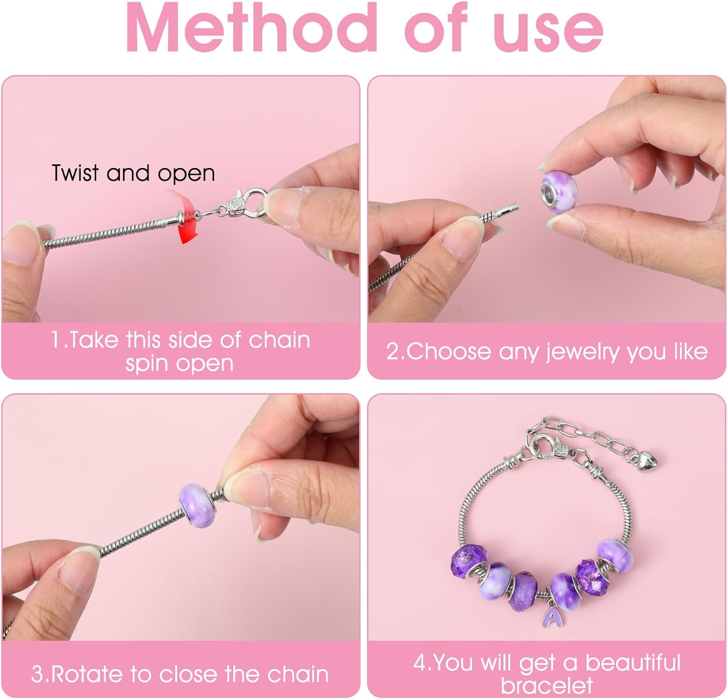 40pcs Snake Chain Charm Bracelet Chains Kit 2.6mm Adjustable Snake Charm Bracelet with Heart Lobster Clasp Extender Chain DIY Bracelets Chains for Christmas Women Gifts DIY Jewelry Making Supplies