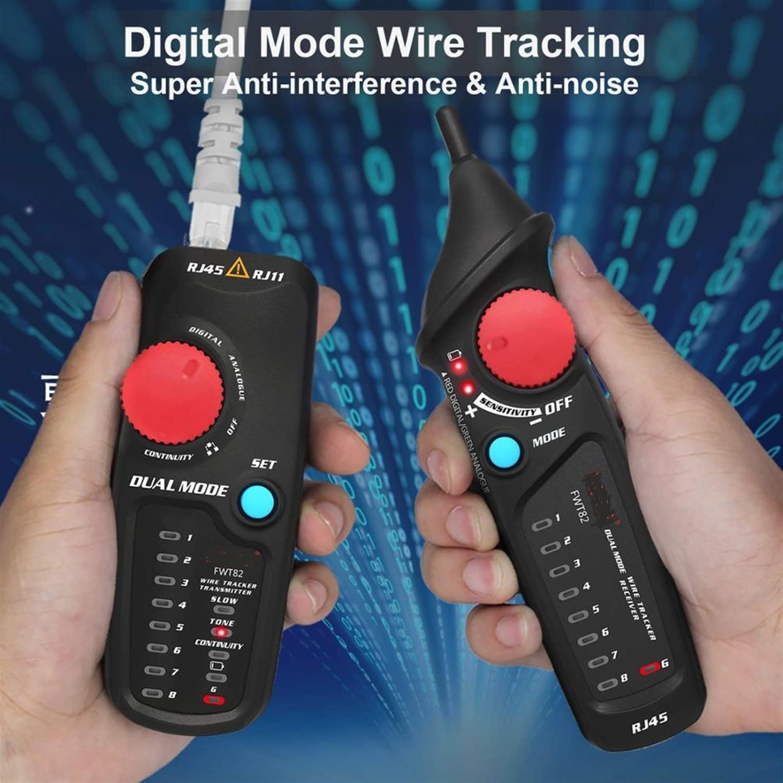 Probador de cable de fibra óptica FWT82 Seguimiento de cables de red de doble modo rastreador de alambre Rj45 rj11 Tóner de alambre Ethernet Lan Buscador de línea de detector de analizador de trazador