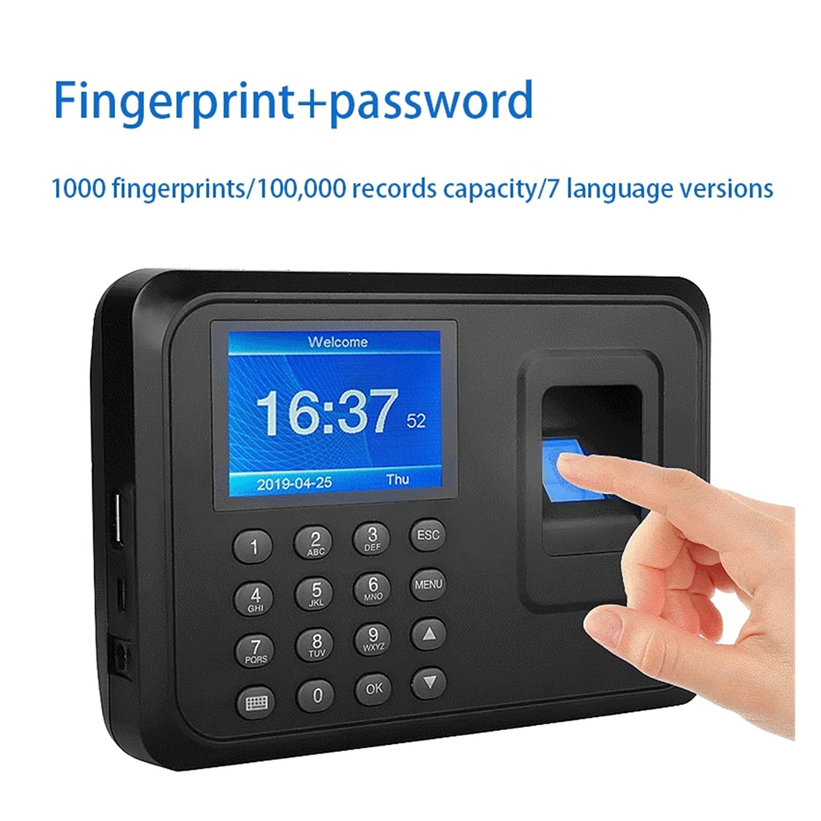 Taktowanie w Maszynie, Wielojęzyczny Hasło FingerPrint Hasło Obecność Czas Obecność 2,4 cala Ekran LCD może pobierać dane za pomocą dysku U