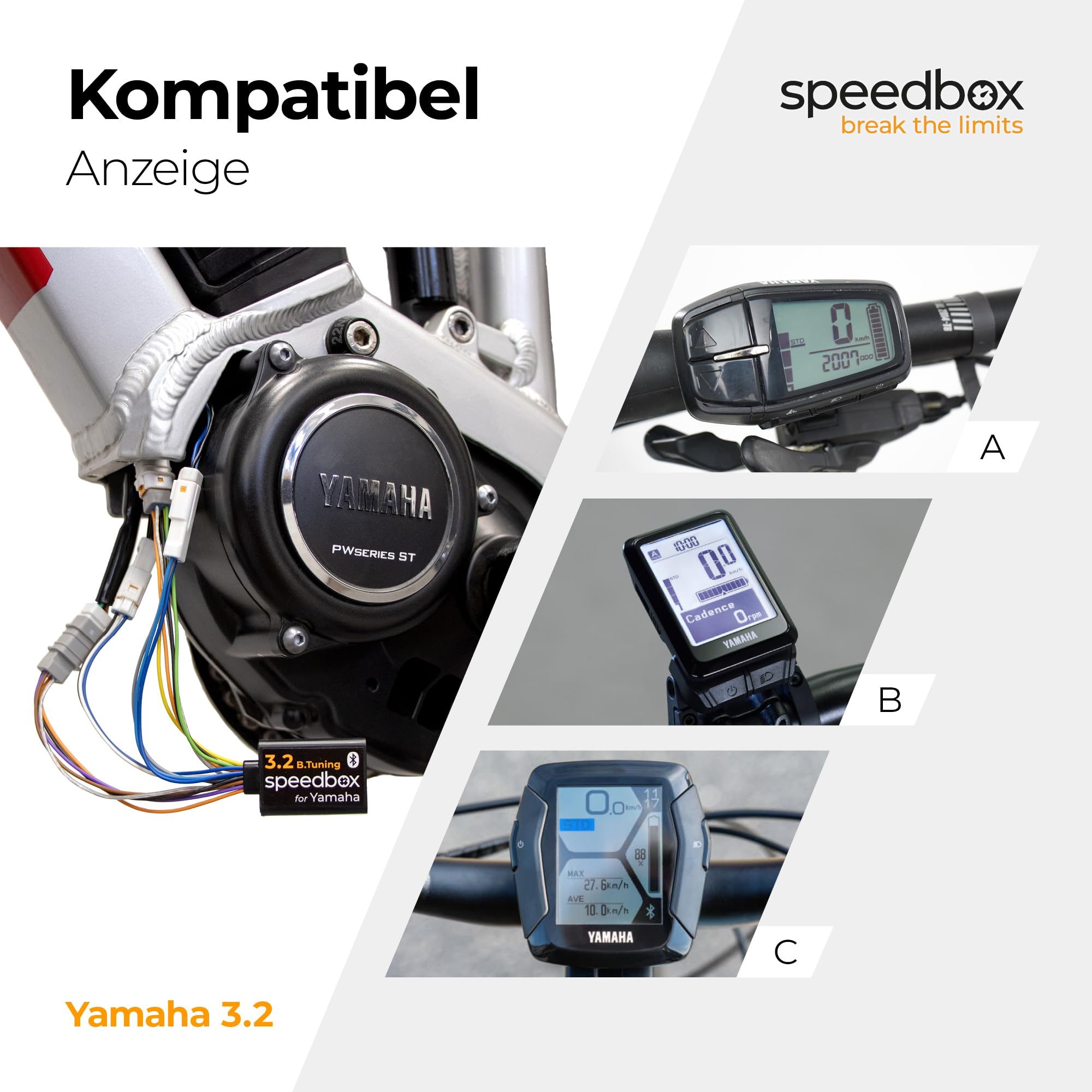 SpeedBox 3.2 Kompatibel mit Yamaha-Motoren PW-X, SE, TE, X2, ST/E-Bike-Tuning-Chip (SB32_Y)