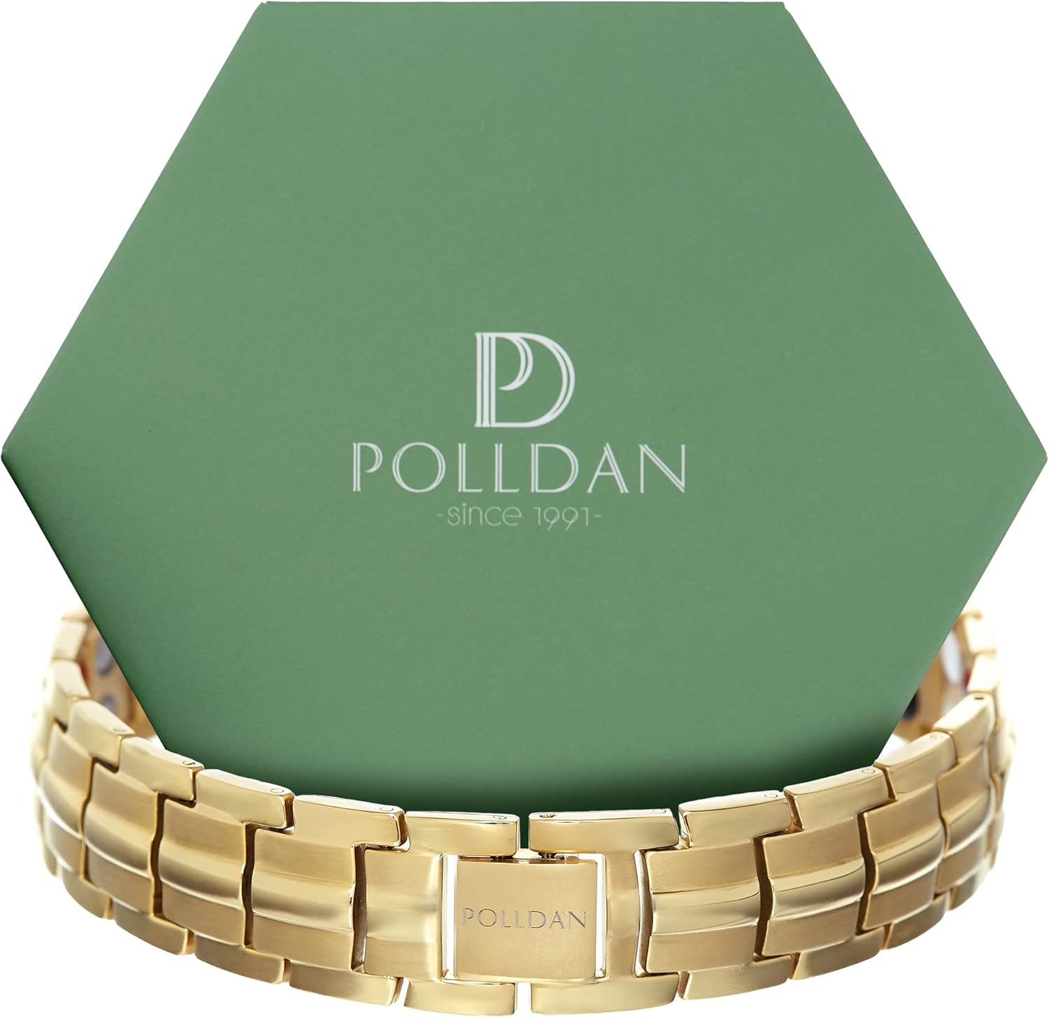 Polldan Magnetic Bracelet for Men and Women | Alternative Medicine Therapy for Blood Pressure, Weight Loss, Pain Relief, Sleep Balance | Ladies and Gentlemen Fashion Jewelry Bracelets (Pure Gold) : Health & Household
