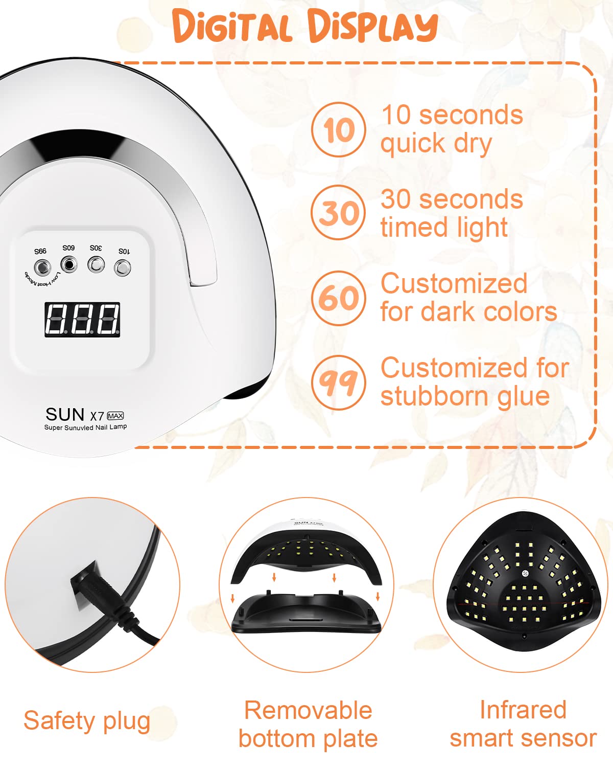 220W Lampada Unghie UV LED, lampada uv unghie Automatico Sensore, Automatico Sensore Manicure, 4 Timer Preimpostati10/30/60/99s, LCD Display Lampada per unghie, Salone delle unghie domestico fai da te