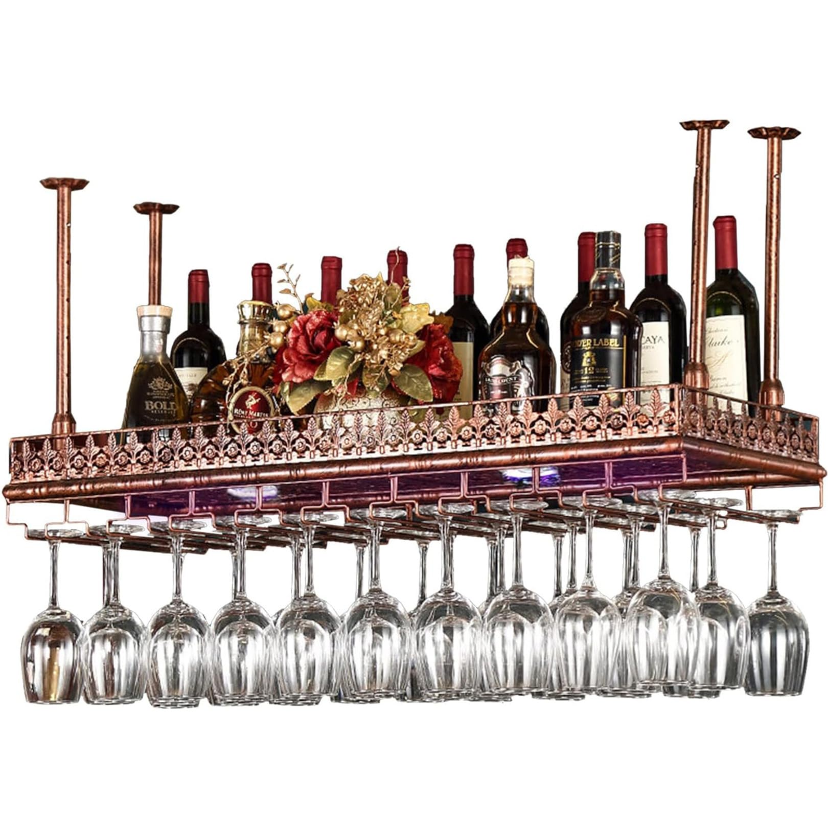 Casier à vin vintage suspendre pour une ambiance bistrot chic au salon ou restaurant