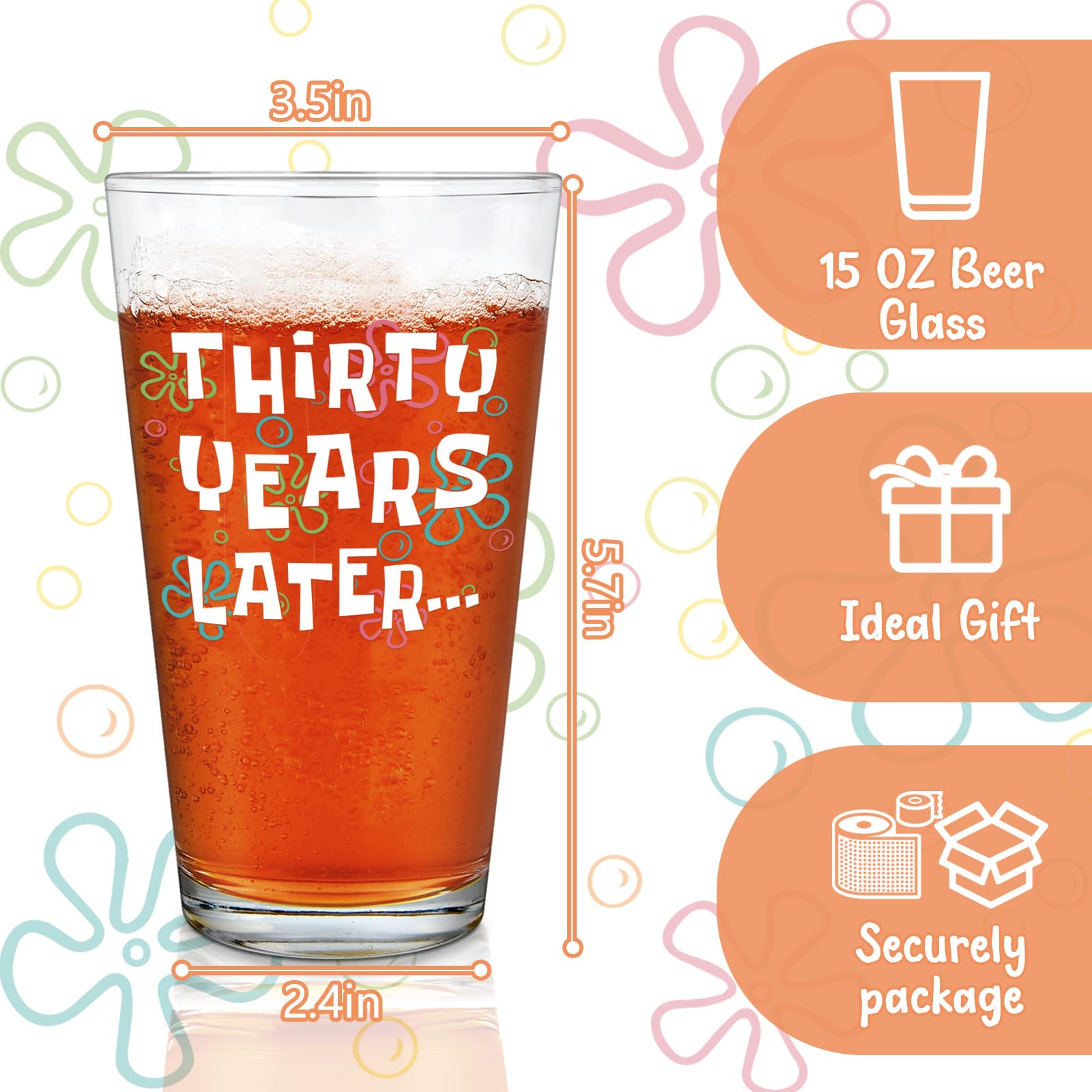 30th Birthday Beer Glass - Gift for Men & Women -6 30th Birthday Beer Glass - Gift for Men & Women -6