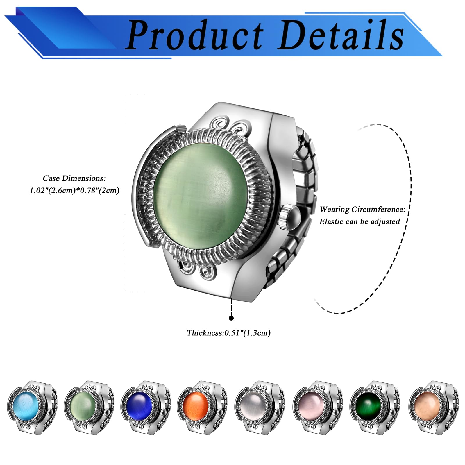 JewelryWe Ringuhr Fingeruhr Damen Analog Quarz Uhr Elastisch Ring Edelstahl Eule Deko Uhr Uhrenring Weiß Schwarz Rot
