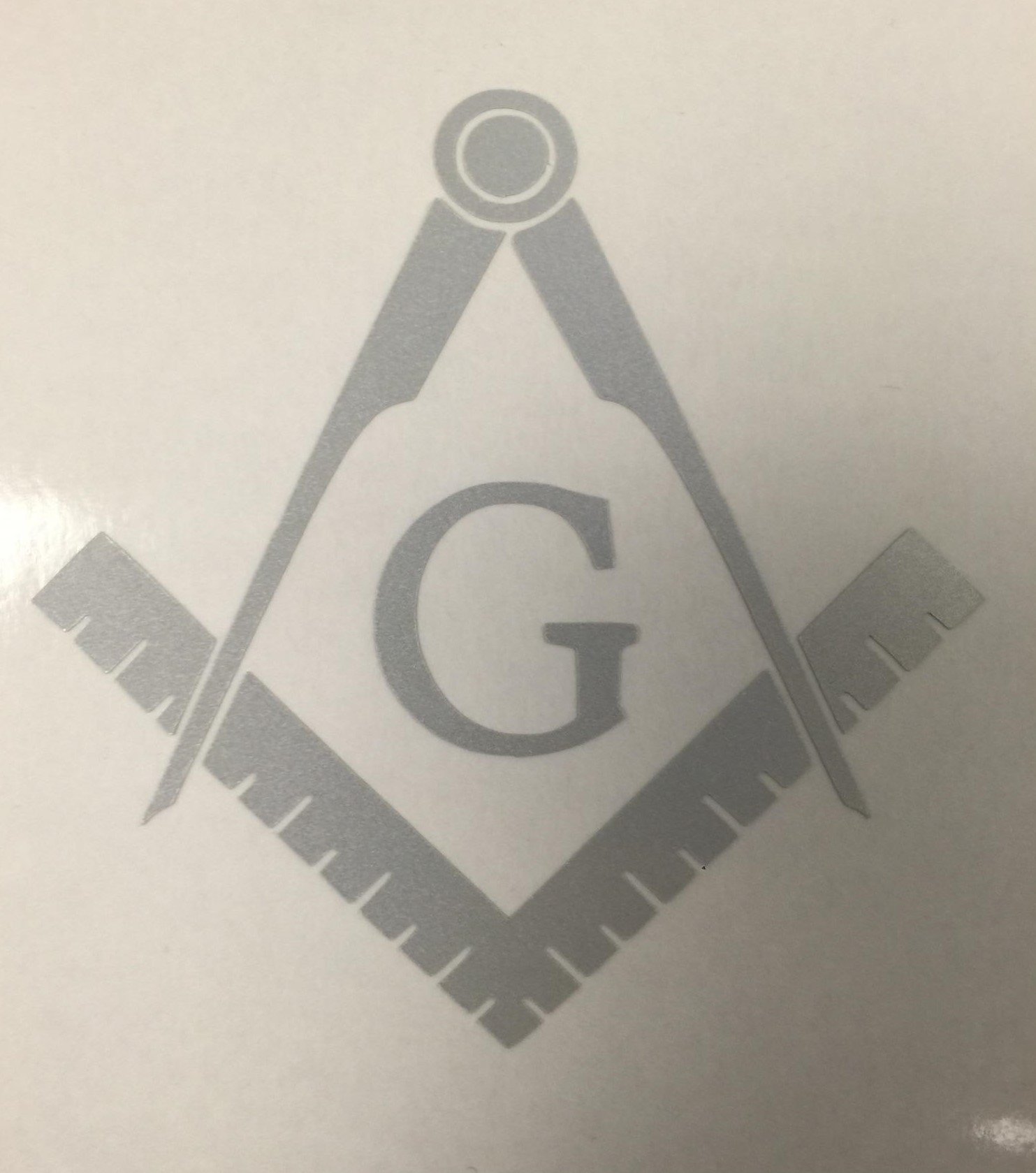 Masonic Series Freemason Compass Square Decal Sticker | Reflective White | 3