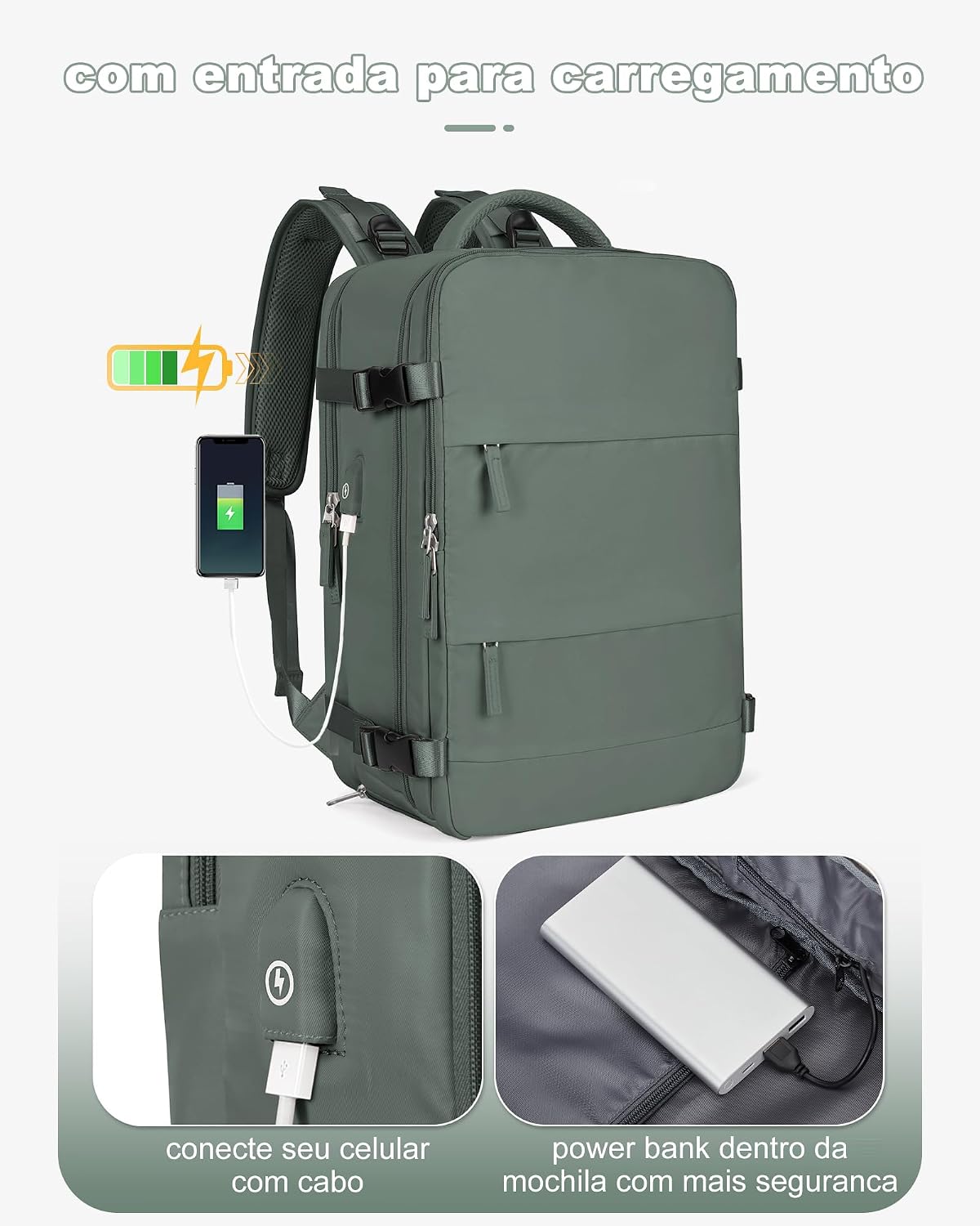 Mochila Executiva de Viagem Grande 40L Impermeável com Porta USB, Mochila Compartimento para Notebook, Mochila Feminina/Masculina Reforçada para Trabalho e viagem – VANOVA Mochila Executiva de Viagem Grande 40L Impermeável com Porta USB, Mochila Compartimento para Notebook, Mochila Feminina/Masculina Reforçada para Trabalho e viagem – VANOVA