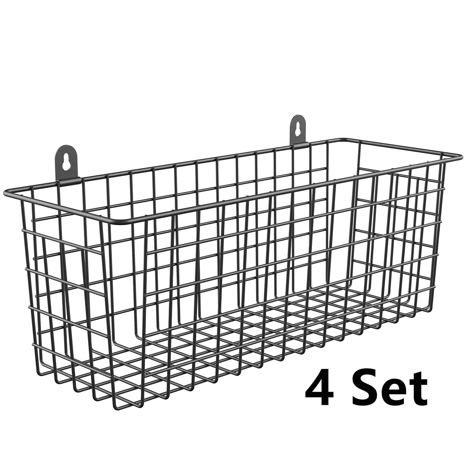 MaraFansie Cesta de pared extragrande para colgar en la pared, paquete de 4 cestas de alambre para armario, organizador de almacenamiento, estantes de pared, decoración de casa de campo para el hogar