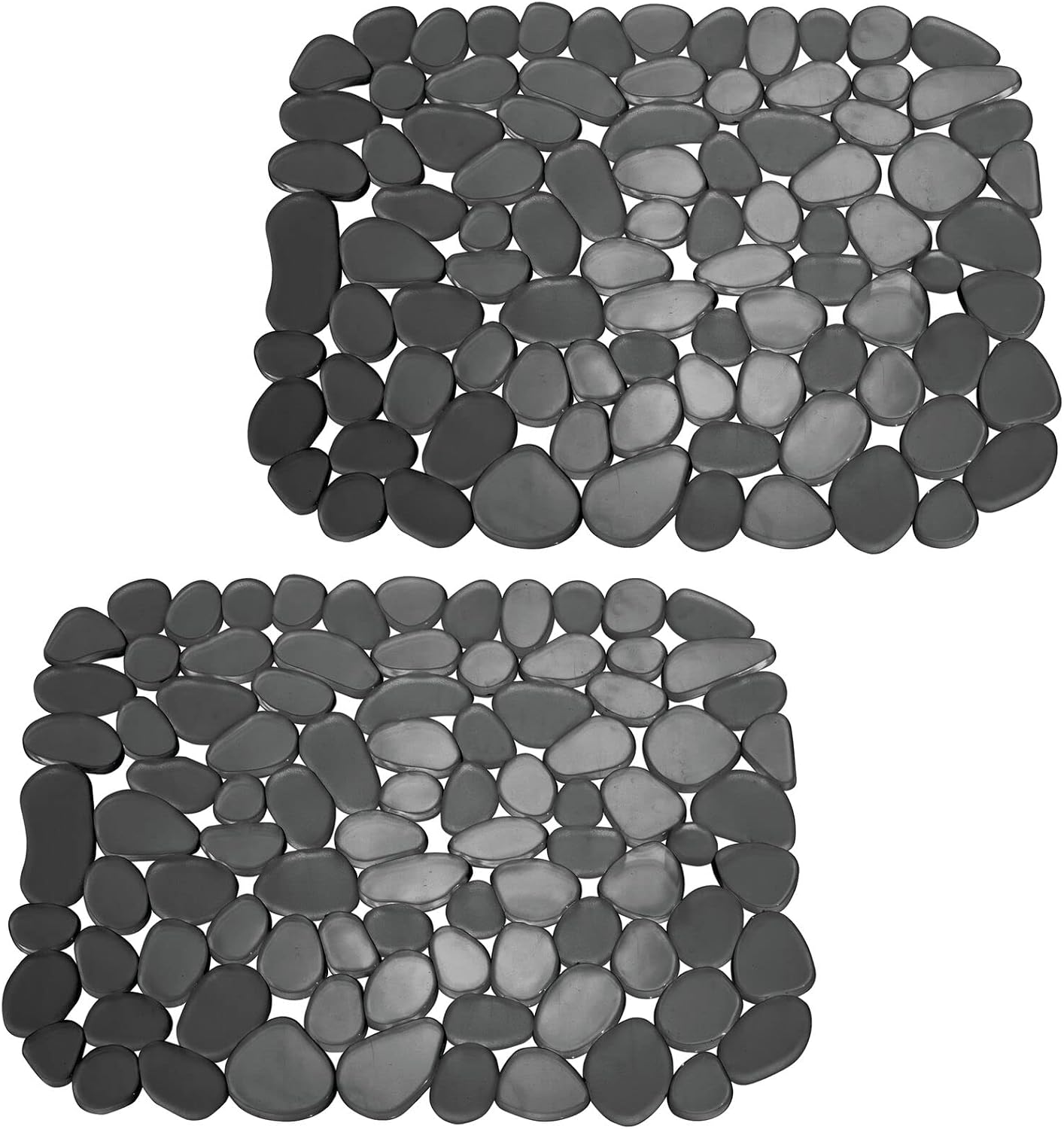 mDesign Adjustable Kitchen Sink Dish Drying Mat/Grid - Soft Plastic Sink Protector - Cushions Sinks, Stemware, Glasses, Dishes - Quick Draining Pebble Design - Small, 12.4" Long - 2 Pack - Black