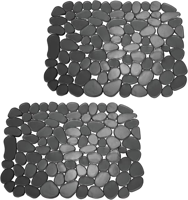 mDesign Mata do zlewu plastikowa Suszarka do naczyń Mata ochronna do kuchni Akcesoria kuchenne 2-pack Czarny
