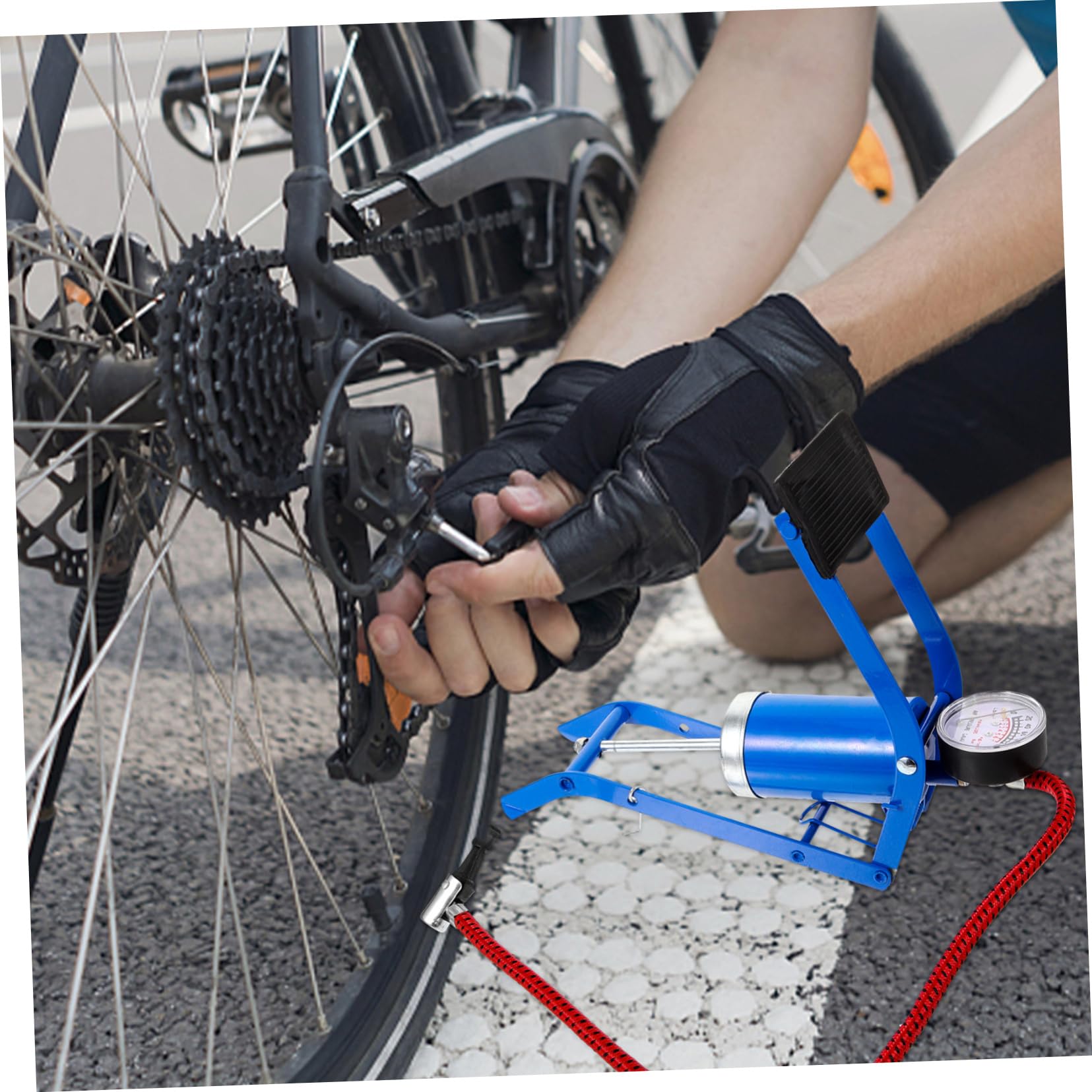 iplusmile Trittluftpumpe Fahrradpumpen Für Fahrräder Druckpumpe Fahrrad Rennrad Reifenpumpe Reifenpumpe Funktionale Autoreifenpumpe Fußreifenfüllpumpe Für Fahrräder Blaues Eisen