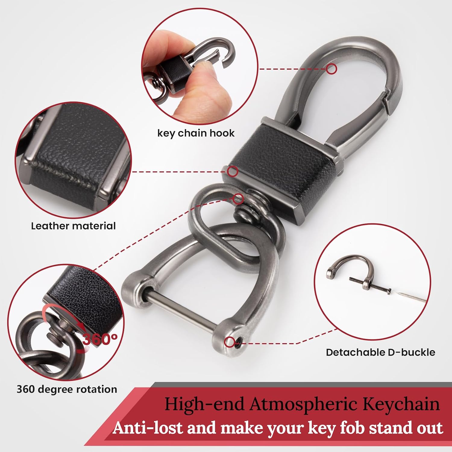 Key Fob Cover for BMW, Leather-Style Keychain Tab Cover, Red image 3