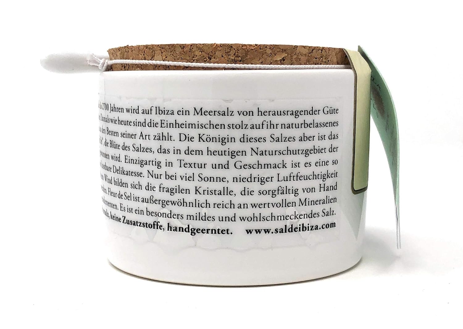 Sal de Ibiza. Fleur de Sel with Ibizan herbs in Ceramic jar with spoon. Isla Blanca Limited Edition. 140g (4.94oz)