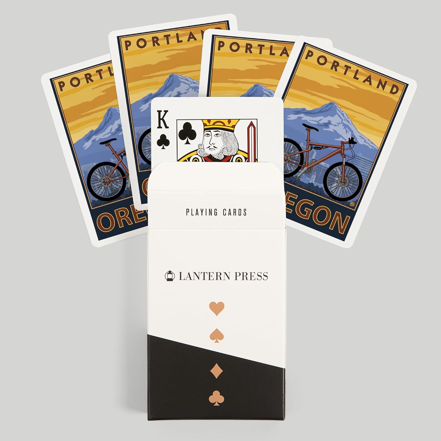 Lantern Press Portland, Oregon, Mountain Bike, 52 Playing Cards for Adults, Poker Size Card Deck
