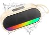Portable Bluetooth Speaker with LED Lights Punchy Bass Wireless Speaker 10H Playtime Built-in Mic Bluetooth 5.3 IP6 Waterproof for PartyOutdoor White