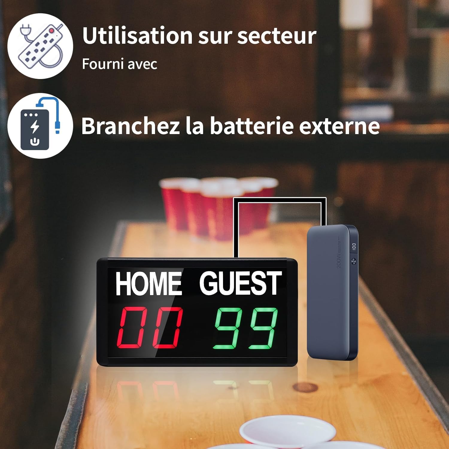 Tableau de Bord Numérique 1,8 Pouces LED Tableau de Score électronique avec Télécommande pour Basketball, Volley-Ball, Sports d'intérieur et d'extérieur