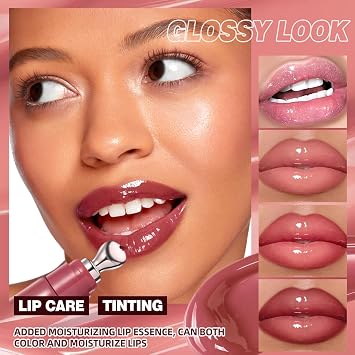 Hydrating Brightening Lip Serum, 4PCS Smooth Tinted Lip Stain Set, Featherlight Hydrating Balm for Smooth & Glossy Lips, Korean Beauty Makeup