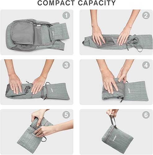 Miniatura 7 de G4Free Mochila de senderismo de 10L15L Mochila de senderismo plegable ligera Mochila de viaje pequeño al aire libre plegable bolsa de hombro, Gris,