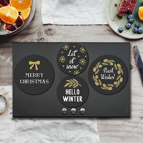 Miniatura 138 de Tucocoo Fundas para quemadores de estufa, juego de 4 fundas para estufas de gas de vino tinto retro, cubiertas superiores de estufa de 8 pulgadas