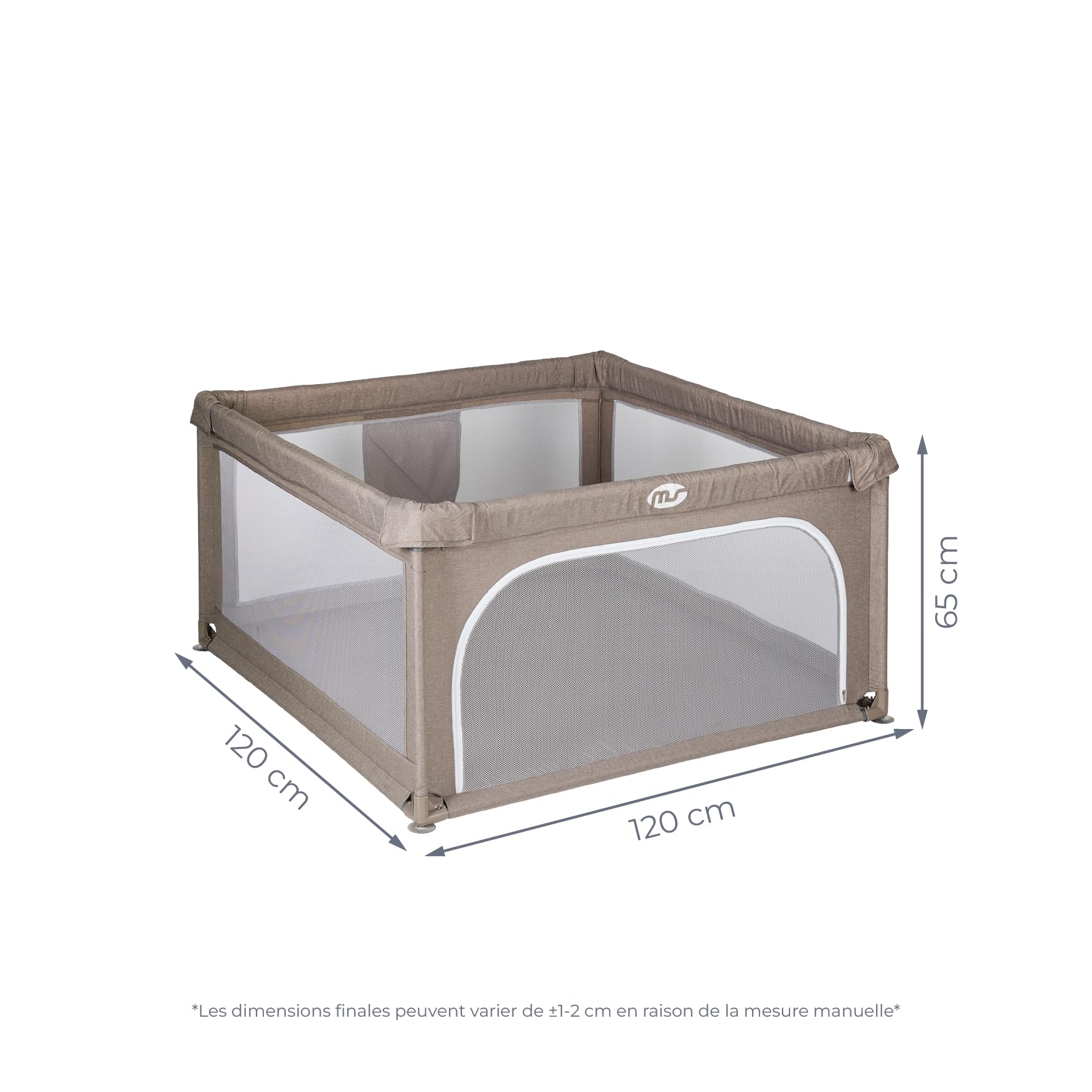 MS BabyWrld - PARC DE JEUX OXFORD - XXL - 200x180 - Parc pour bébé pliable | Aire de jeux pour bébé | Sécurisé | Avec ouvertures zippées et fenêtres en filet | Sac de transport (Beige, 120 * 120)