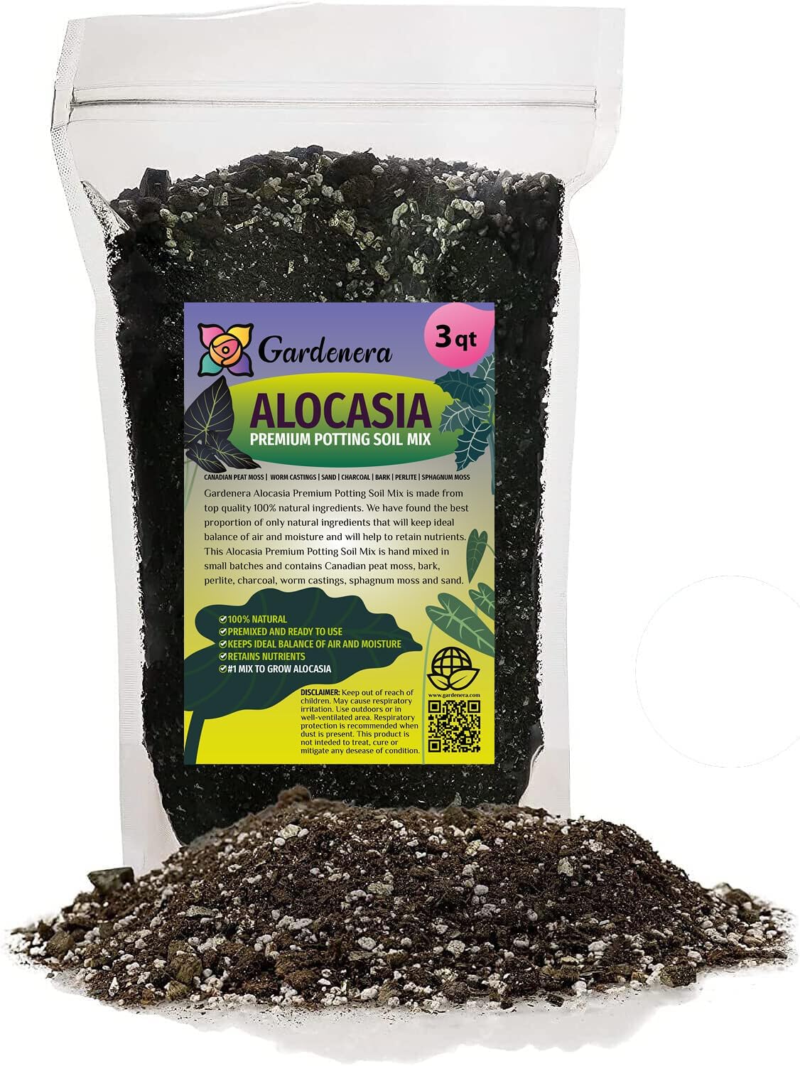 Gardenera Alocasia Plant Potting Mix - Proven Formula for Thriving Alocasia - Enhances Foliage and Vigorous Growth - 3 Quart