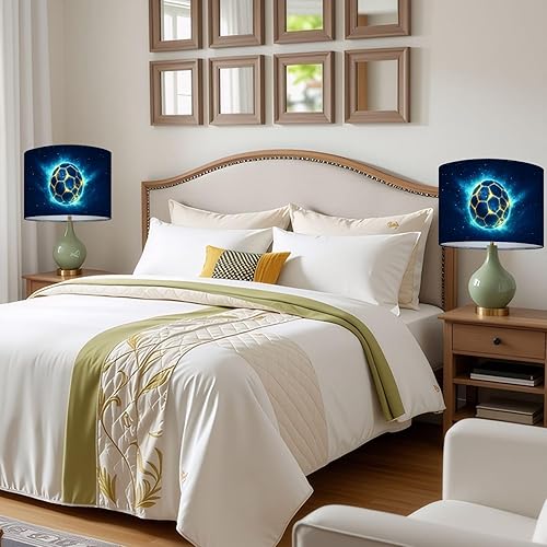 Miniatura 7 de Drum Lamp Shades Futuristic Glowing Soccer Ball Space Vibrant Blue Nebula Lampshade for Floor Lamps Table Lamp Pendant Light Linen 13"x13"x10"