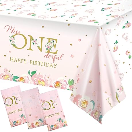 54 x 108 Inch Stunning Deerful Birthday Theme Girl Tablecloth
