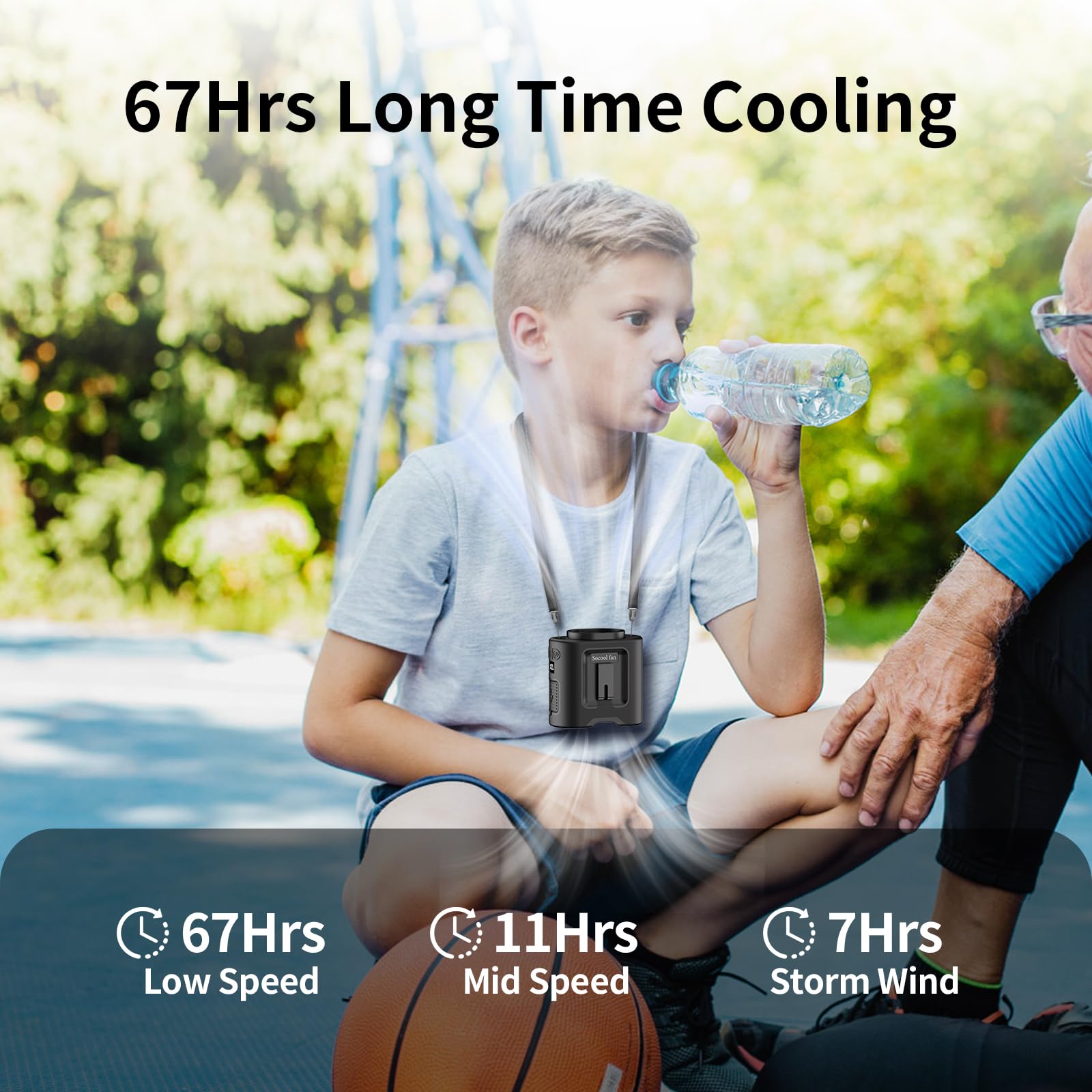 Socool 14500 mAh tragbarer Taillenventilator mit 360 Grad drehbarem Clip-on Gürtel Hemdventilator 67 Stunden lang anhaltende Kühlung Persönlicher Hänge-Hals-Ventilator mit 5 Geschwindigkeiten &