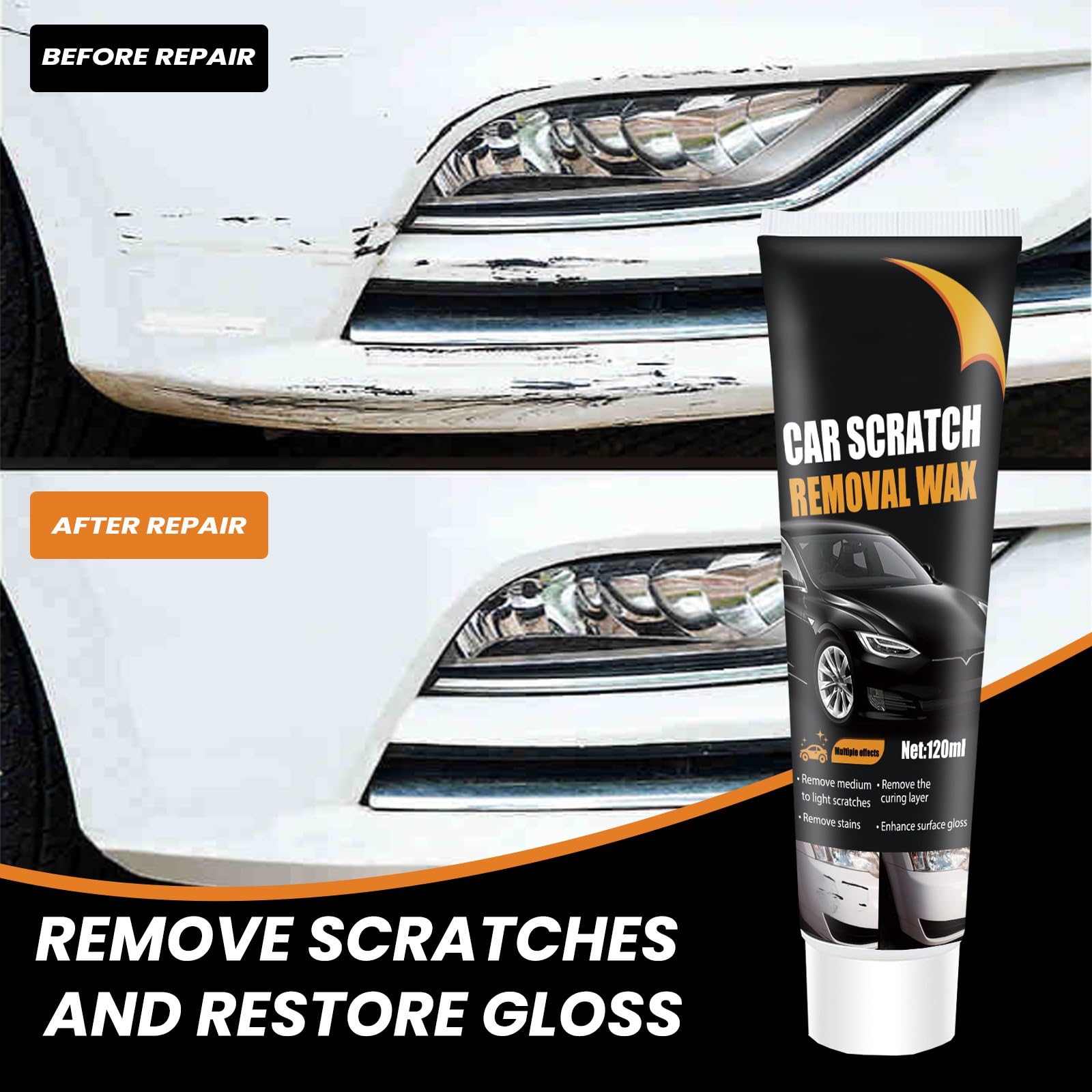 Efface Rayure VoitureCar Scratch Remover Wax, Polish Auto Rayures pour Réparation Rapide des Rayures et Micro-Rayures pour Rayures Profondes, Cire de Polissage Anti-Rayures avec, Universel pour Carros