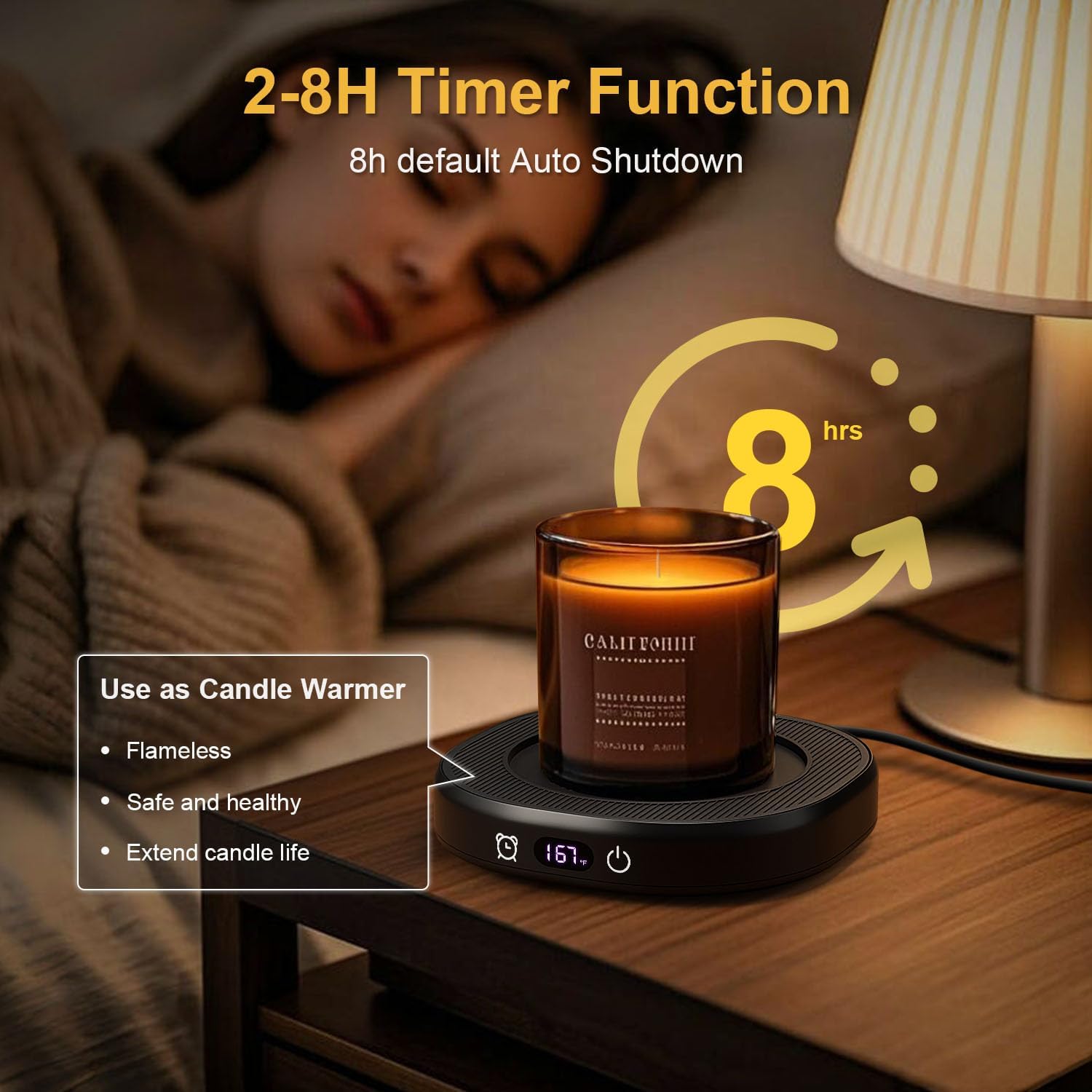 Coffee Mug Warmer & Cute Cat Mug Set, Beverage Cup Warmer for Desk Home Office with 4 Temperature Setting Up to 167℉/ 75℃, Coffee Warmer for Cocoa Milk Tea Water Candle, 8 Hours Auto Shut Off (Black) - Image 4